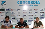 Pressekonferenz - Kapitän Thomas Oehlrich, Coach Uwe Jungandreas, Pressesprecher Sven Sauerbrey